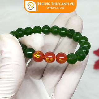 Vòng tay phong thủy mệnh mộc tỵ dậu sửu - chất liệu mã não xanh - size 8 10ly cho nữ may mắn