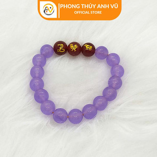 Vòng con giáp tam hợp tỵ dậu sửu chất liệu mã não tím - cho nữ mệnh hỏa, thổ - may mắn tài lộc