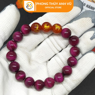 Vòng tam hợp quý thần tỵ dậu sửu - chất liệu mắt hổ hồng - size 8 10ly cho nữ - may mắn tài lộc