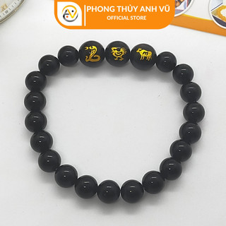 Vòng tam hợp quý nhân tỵ dậu sửu mã não đen - Vòng tay phong thủy mệnh mộc may mắn tài lộc
