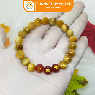 Vòng tay phong thủy mệnh thổ chất liệu mắt hổ - tam hợp tỵ dậu sửu - size 8 10 12ly -may mắn tài lộc