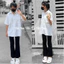 Quần jeans ống loe nữ dáng ngắn Yến Tee , cạp cao 1 cúc dễ mặc