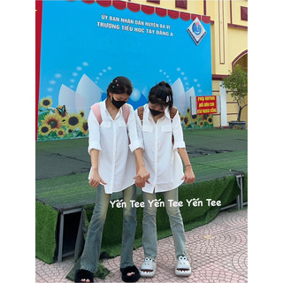 ( Ảnh thật ) Áo sơmi 2 túi tay lỡ chất mát Yến Tee , thiết kế from rộng dễ phối đồ #016