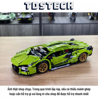 [Bản Nâng Cấp] Mô hình lắp ráp siêu xe Lambo Xanh 1280 PCS  tỉ lệ 1:14 đồ chơi ô tô điều khiển lắp ghép siêu xe MS22003