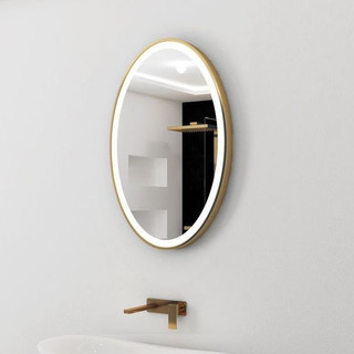 Gương LED Elip Khung Nhôm Viền, Có nút cảm ứng on/off, EL-PMV-KN, DIAMOND MIRROR