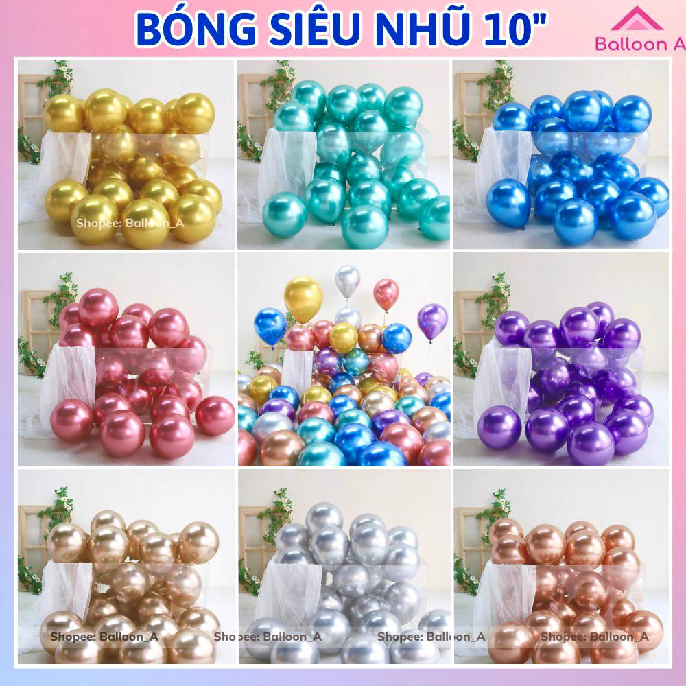 Set 50 Bóng Bay Siêu Nhũ, Bong Bóng Trang Trí Sinh Nhật , Phòng Cưới, Sự Kiện, Kỷ Yếu, Khai Trương
