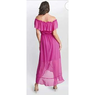 Váy Họa Tiết Paisley Màu Hồng Lệch Vai Có Dây Thắt Eo Tôn Dáng R&M richards, vnxk, xuất dư, sang xịn