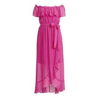 Váy Họa Tiết Paisley Màu Hồng Lệch Vai Có Dây Thắt Eo Tôn Dáng R&M richards, vnxk, xuất dư, sang xịn