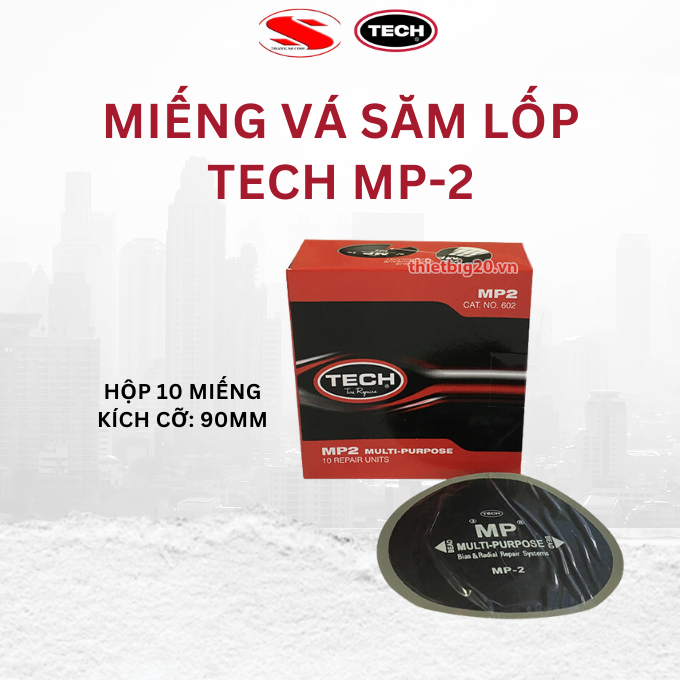 Hộp 10 miếng vá lốp bố chéo và bố thẳng Tech MP-2 (Bias/Radial, 90mm ...