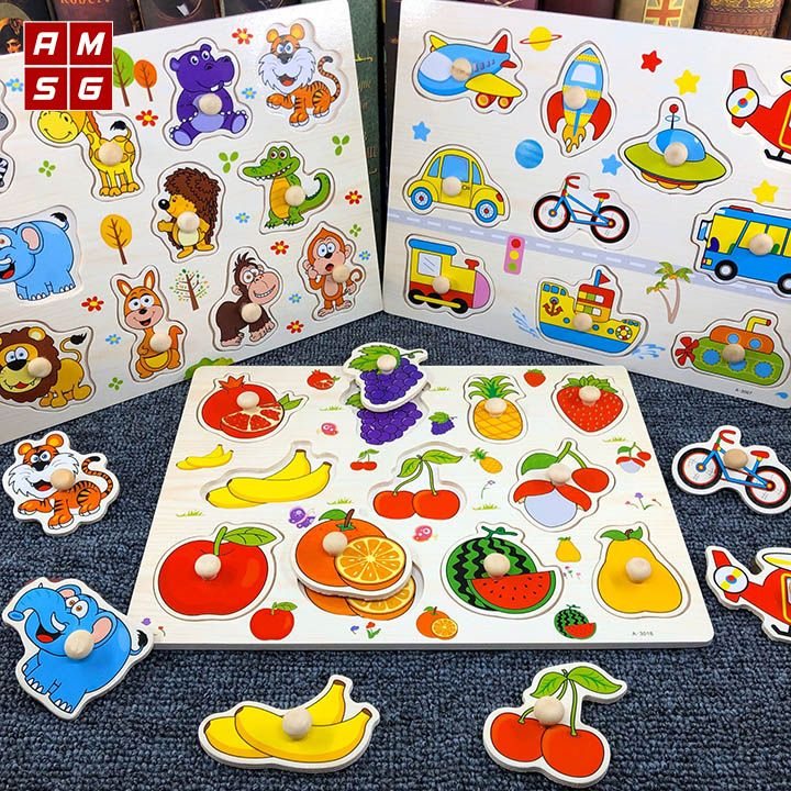 Bảng Ghép Hình Núm Gỗ Thông Minh Cho Bé, Đồ Chơi Trẻ Em, đồ chơi xếp hình cho bé,bảng chữ cái cho bé -PUPU HOUSE