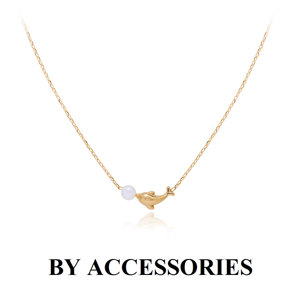 Dây chuyền nữ titan xích mảnh phối mặt cá heo nhỏ xinh kiss Pearl mạ vàng 18K không gỉ WN2347