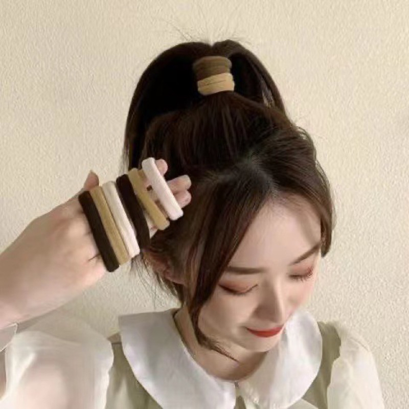 Set 20 dây thun chun buộc tóc màu trơn không đau , không đứt , không cắn tóc độ đàn hồi cao
