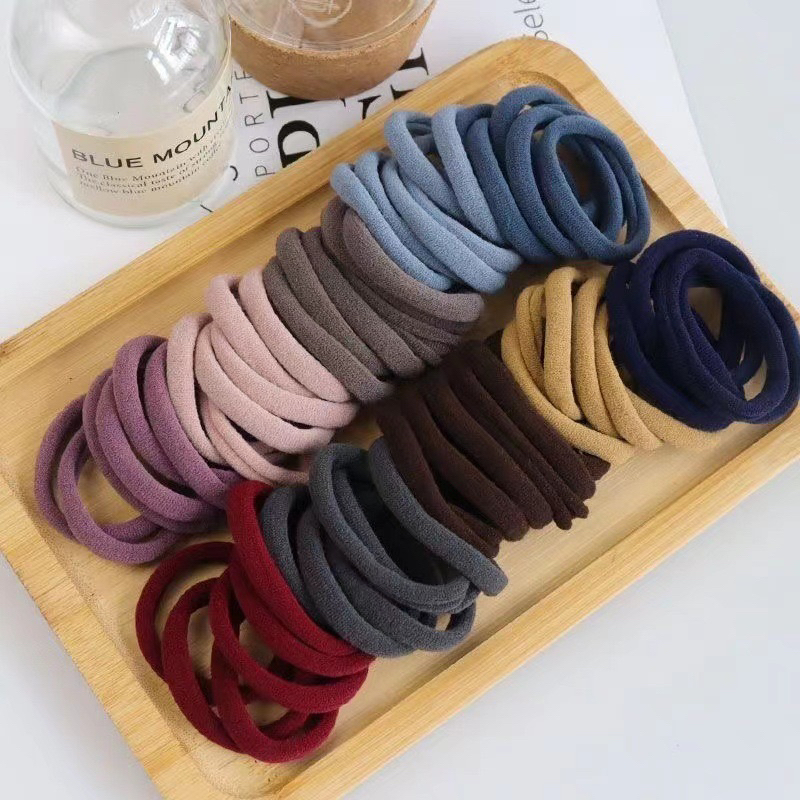 Set 20 dây thun chun buộc tóc màu trơn không đau , không đứt , không cắn tóc độ đàn hồi cao