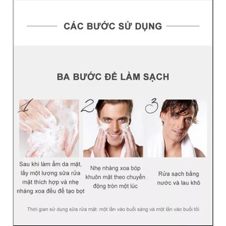 Sữa rửa mặt nam Bingju giúp làm sạch sâu kiểm soát dầu nhờn ngăn ngừa mụn đầu đen 100ml