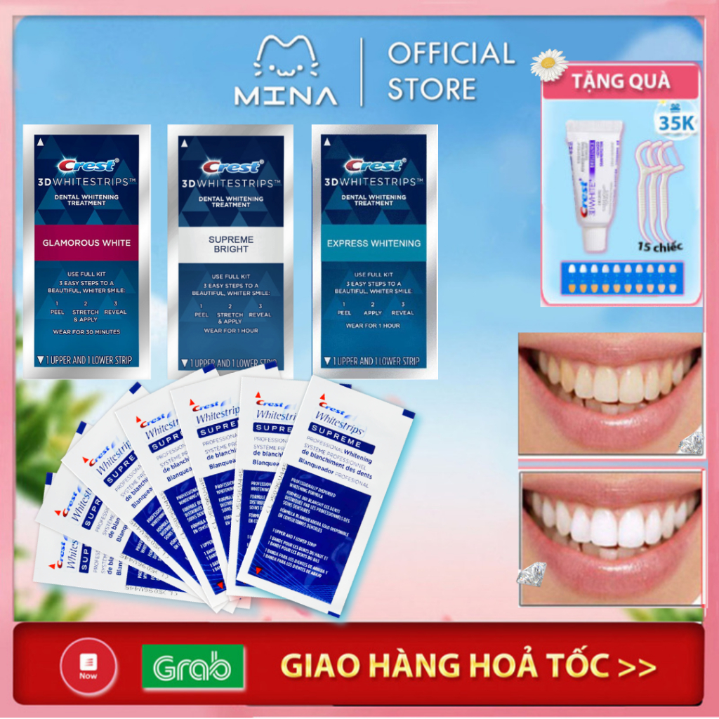 Set 7 gói - Miếng Dán Trắng Răng Crest 3D White CHÍNH HÃNG MỸ - Răng trắng sáng tự tin hơn