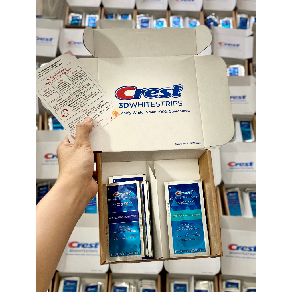 Set 7 gói - Miếng Dán Trắng Răng Crest 3D White CHÍNH HÃNG MỸ - Răng trắng sáng tự tin hơn