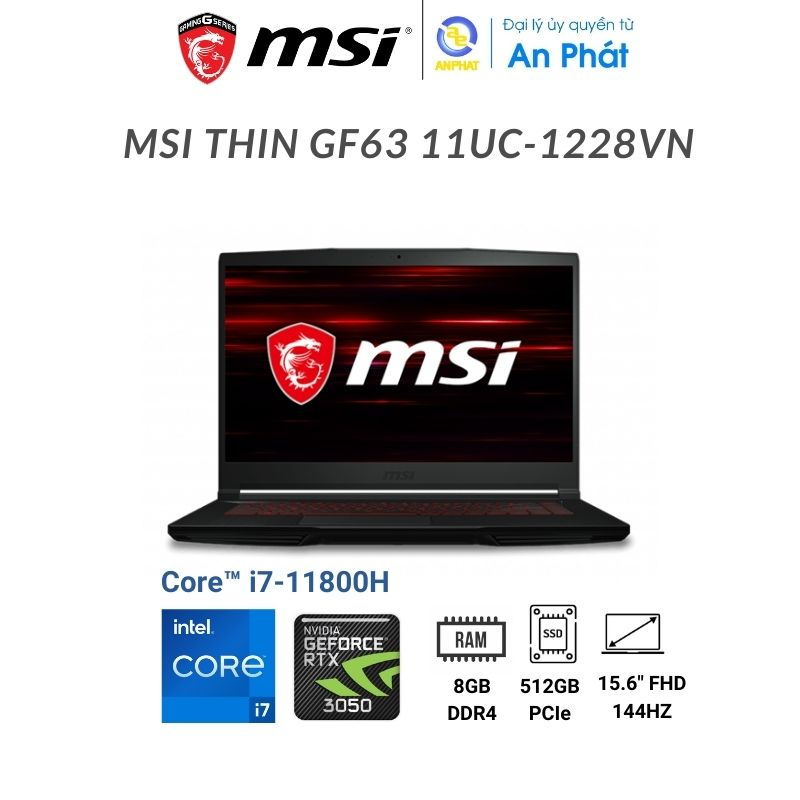 Laptop MSI GF63 Thin 11UC-1228VN (Core i7-11800H & RTX3050 Max Q)