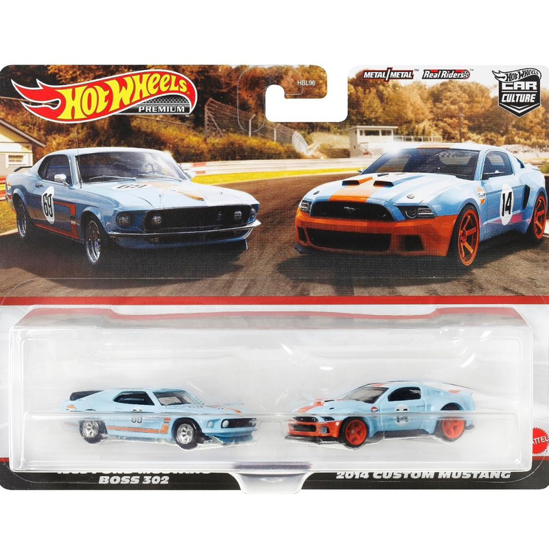 Hobby Store Xe Mô Hình Hot Wheels Premium Pack 2 Gulf Ford Mustang Boss 302 Custom Mustang