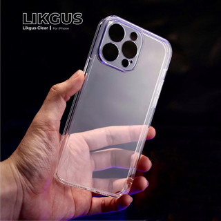 Ốp LIKGUS trong suốt viền vuông dẻo lưng cứng cho ip 17/16/15/14/13/12/11/pro/promax/plus