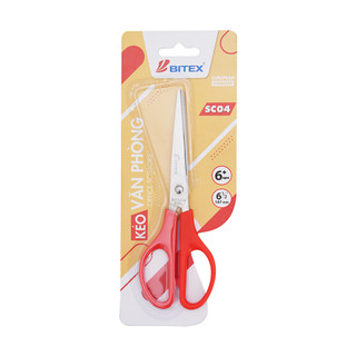 Kéo văn phòng Bitex SC04 màu Đỏ / Đen / Tím/ Xanh dương dùng cho văn phòng, lưỡi thép không rỉ cắt bén