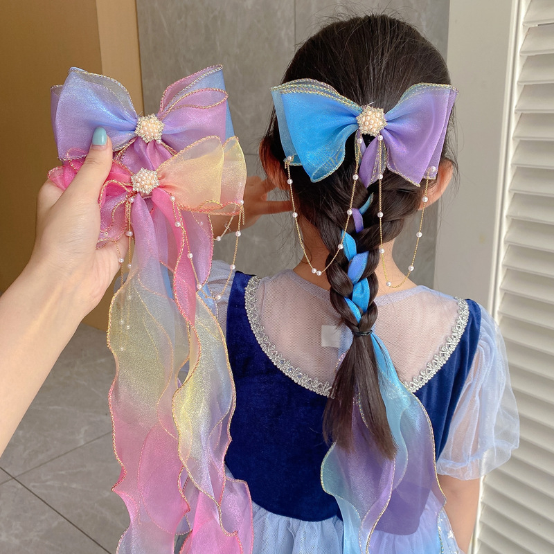 Kẹp Tóc Dài Bé Gái Style Công Chúa Tua Rua Siêu Dễ Thương ( Nhiều Màu )