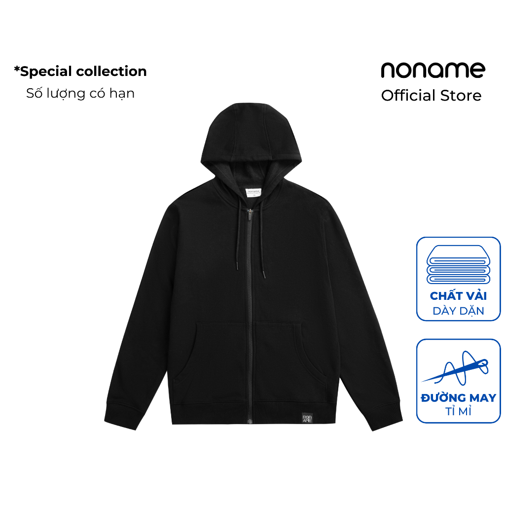 Áo Hoodies Zip Nam Regularfit noname Basic/Black_NNMZD701MS19401