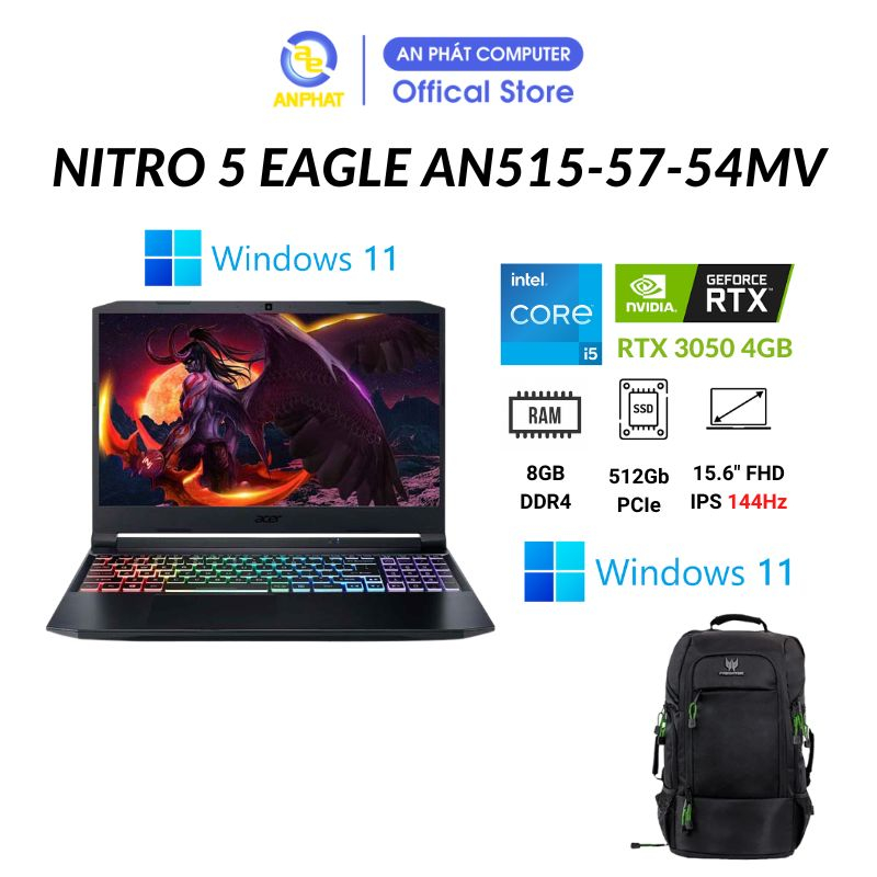 Laptop Acer Nitro 5 Eagle AN515-57-54MV (Core i5-11400H + RTX 3050)