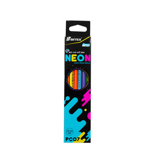 Hộp 12 Bút chì đen Bitex 2B Neon PC07 (12 cây/hộp)