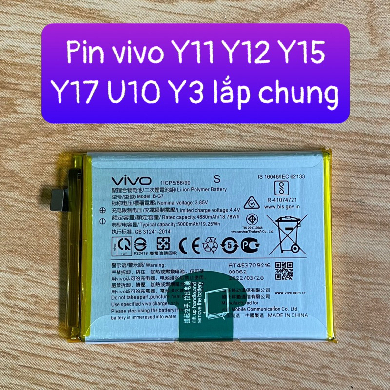 Pin Vivo B G7 Lắp Y3 Y11 Y12 Y15 Y17 U10 Zin Lắp Chung Shopee Việt Nam 1819