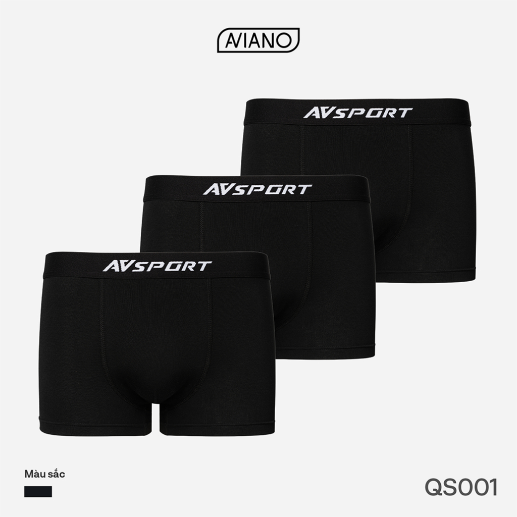 Ảnh Combo 3 Quần Lót Nam AVIANO Cotton Compact Co Giãn 4 Chiều, Quần Sịp Nam Boxer Thoáng Khí 1