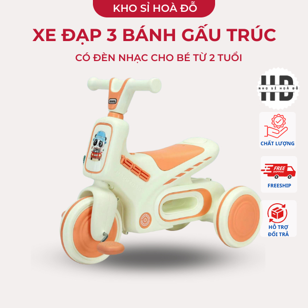 Xe đạp 3 bánh gấu trúc có nhạc đèn dành cho bé từ 2 tuổi _KHO SỈ HOA ĐỖ