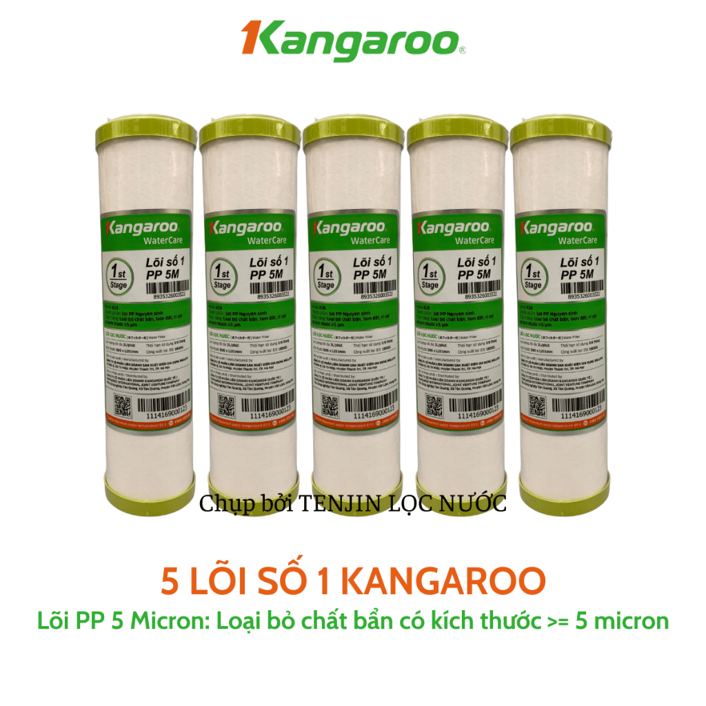 Combo 5 Lõi Lọc Thô Số 1 2 3 KANGAROO Chính Hãng Dùng Cho Máy Lọc Nước RO Có 3 Cốc Lọc 10Inch