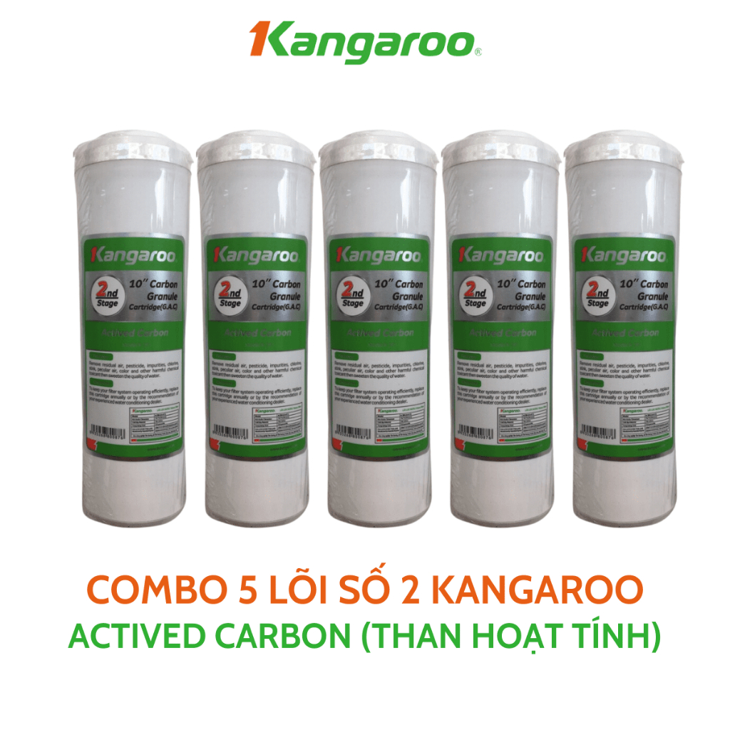 Combo 5 Lõi Lọc Thô Số 1 2 3 KANGAROO Chính Hãng Dùng Cho Máy Lọc Nước RO Có 3 Cốc Lọc 10Inch