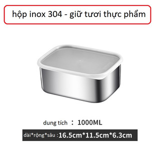 Inox 304 Hộp 600 /1000m lHộp Đựng Thực Phẩm Đông Lạnh Chống Rò Rỉ Giữ Tươi Bảo Quản Thực Phẩm