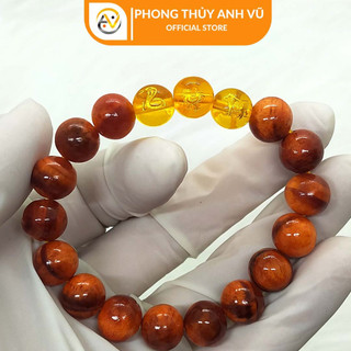 Vòng tay cao cấp huyết long tam hợp tỵ dậu sửu -chất liệu gỗ cao cấp có thấu quang - may mắn tài lộc