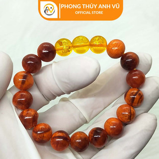 Vòng tay huyết long tam hợp thân tý thìn khai quang - chất liệu gỗ thấu quang - may mắn tài lộc