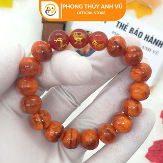 Vòng gỗ huyết long tam hợp tỵ dậu sửu - chất liệu gỗ thấu quang - size 8 10 12ly - may mắn tài lộc