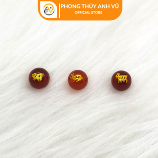 3 viên tam hợp hợi mão mùi chất liệu mã não đỏ đã khai quang - size 8 10 12ly - may mắn tài lộc