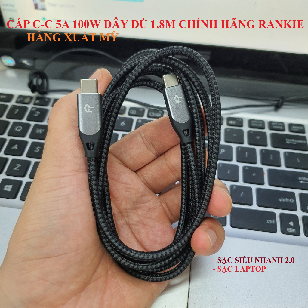 [Siêu Cáp] Cáp Sạc Siêu Nhanh C-C 5A, 100W, Dây Dù Dài 1.8M, Chính Hãng ...
