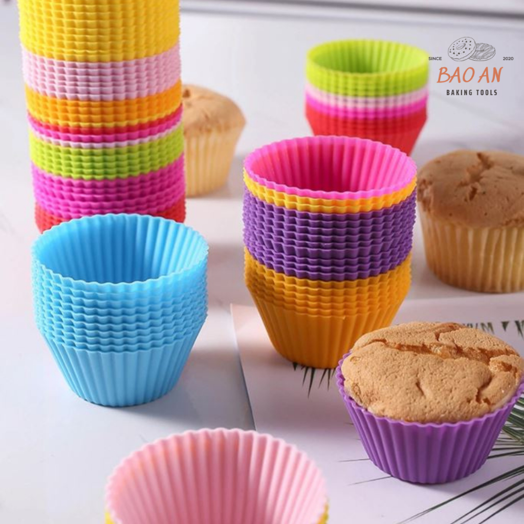 Khuôn làm bánh cupcake, muffin, thạch rau câu bằng silicon 7cm | Shopee ...