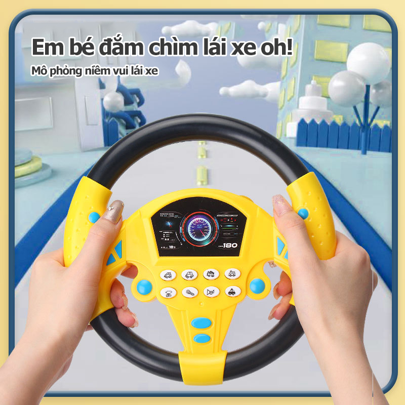 Vô lăng đồ chơi cho bé có đế hít xoay 360 độ với 8 chức năng âm thanh ô tô - Đồ chơi bé trai