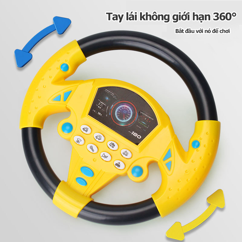 Vô lăng đồ chơi cho bé có đế hít xoay 360 độ với 8 chức năng âm thanh ô tô - Đồ chơi bé trai