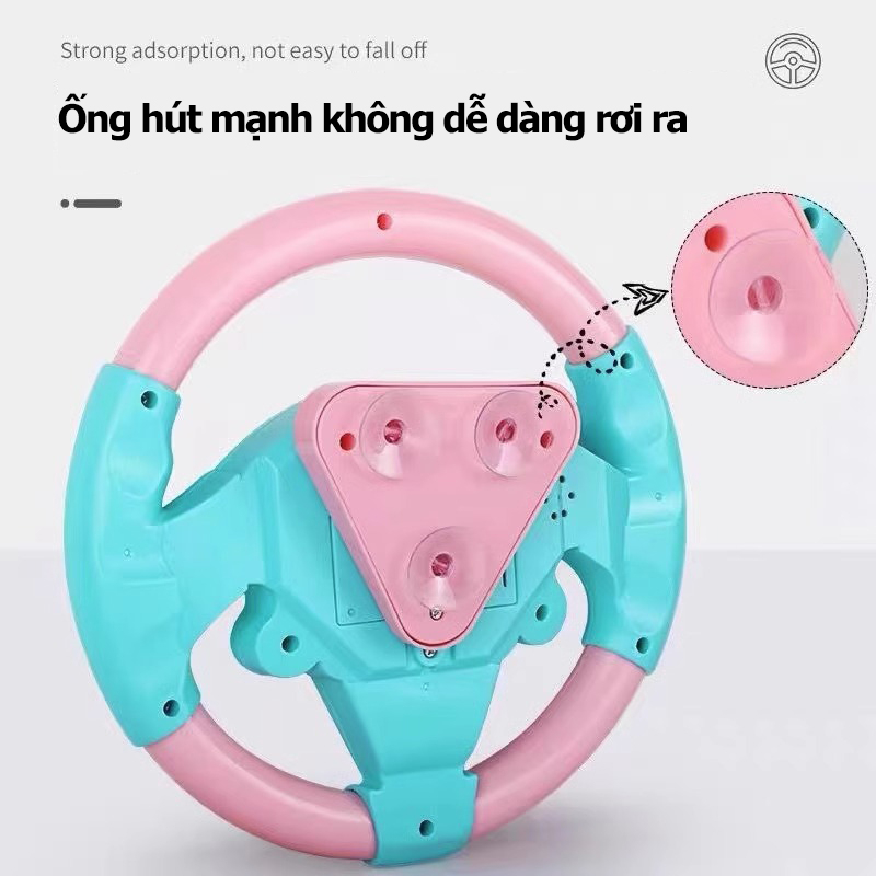 Vô lăng đồ chơi cho bé có đế hít xoay 360 độ với 8 chức năng âm thanh ô tô - Đồ chơi bé trai
