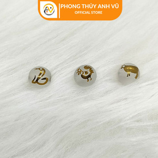 3 viên tam hợp tỵ dậu sửu chất liệu mã não trắng đã khai quang - size 8 10 12ly - may mắn tài lộc