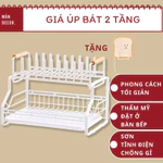 Giá để bát đĩa 2 tầng tách rời kèm khay hứng nước màu trắng, kệ chạn úp chén đũa đa năng phong cách tối giản - Mần Decor — ảnh 1