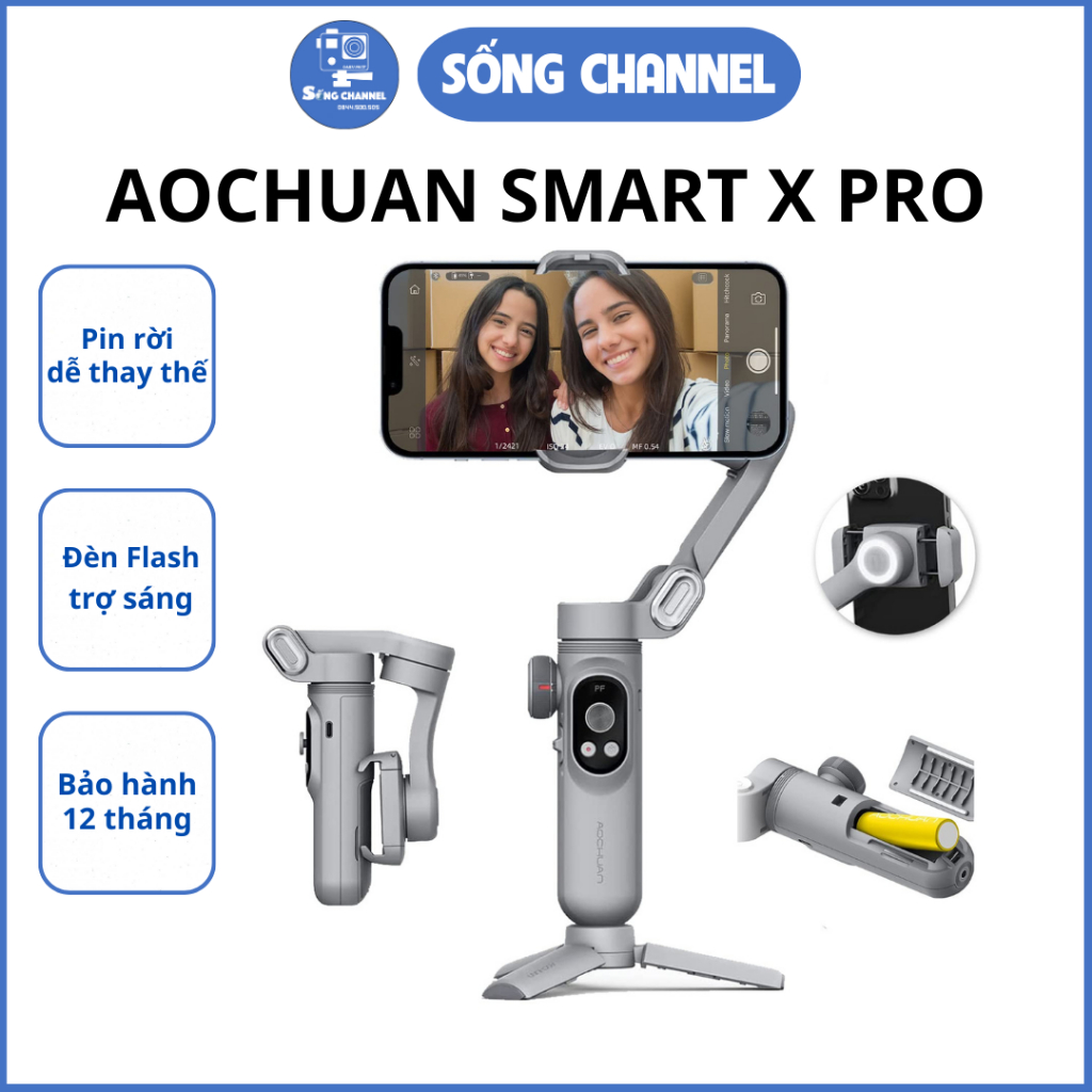 Tay cầm gimbal AOCHUAN SMART X PRO Chống Rung Điện Thoại Hàng Chính