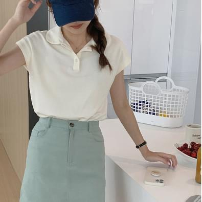 Áo thun nữ cổ sen JULY, Áo Phông nữ Tay hến chất cotton 100% - Màu mới