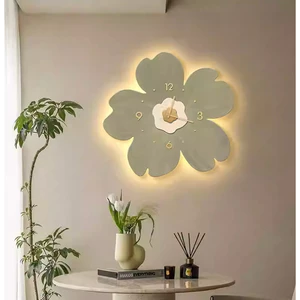 Tranh Đồng Hồ Đèn LED Bông Hoa Đẹp Nữ Tính Trang Trí Phòng Ngủ Phòng Khách OHA Decor Giá Rẻ