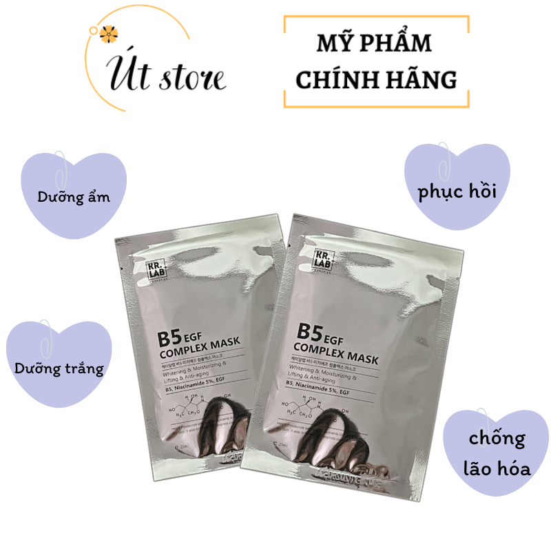 Mặt nạ B5 Kr.Lab+ cấp ẩm phục hồi dưỡng trắng EGF complex Mask B5 niacinamide EGF 25ml