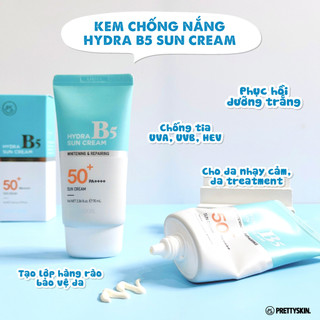 Kem Chống Nắng B5 Pretty Skin Phục Hồi Dưỡng Trắng Hàn Quốc Hydra B5 Sun Cream 70ml Cấp Ẩm, Nâng Tone, Nhanh Thấm - Bebe
